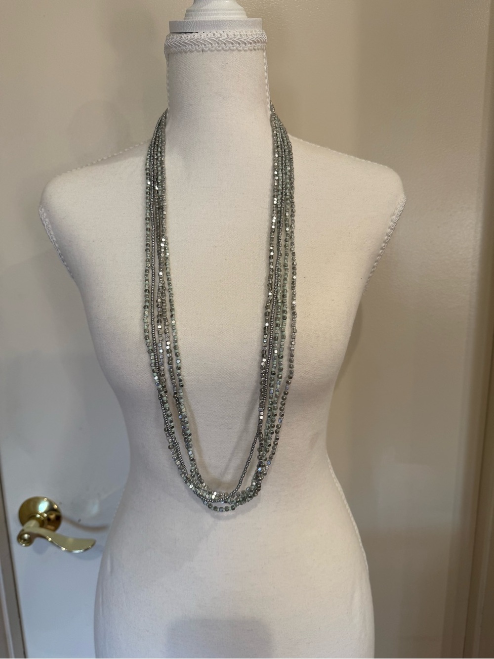 Multi-Strand Silver Beaded Necklace - Women Jewelry